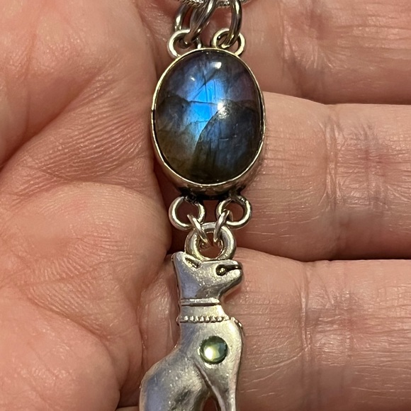 Labradorite Bast Necklace - Flashy Crystal Silver Labradorite Jewelry - Picture 7 of 8